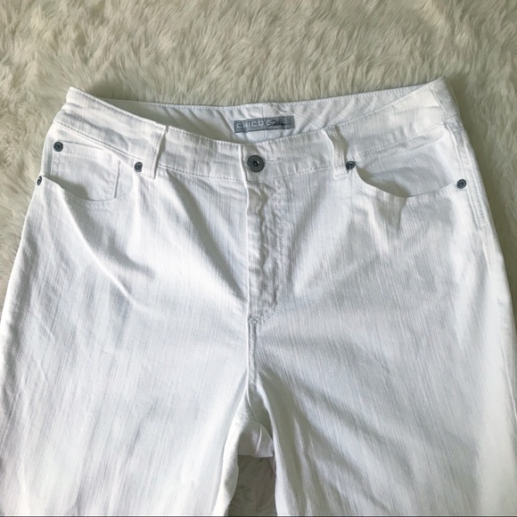 CHICOS Platinum Bootcut Jean Denim Stretch Cotton White Size 2 Large - Picture 3 of 13